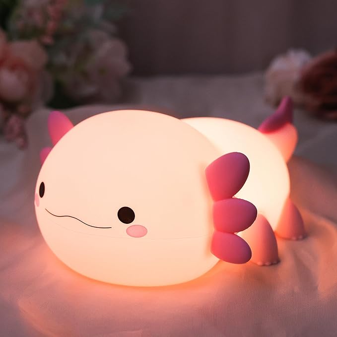 YuanDian Axolotl Night Light, Gift for Adults Teens and Babies. Decorate Kids' Bedroom with Cute Silicone Axolotl Nightlights, Christmas Birthday Gift for Children and Toddlers - Bloomnest