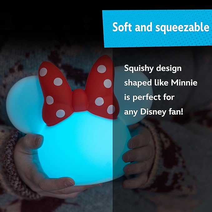 Disney Minnie Mouse Squishy Light, Color Changing, Night Light for Kids, USB Lamp, Battery Operated, Dimmable, Ideal for Bedroom, Playroom, Living Room, and More, 66945 - Bloomnest