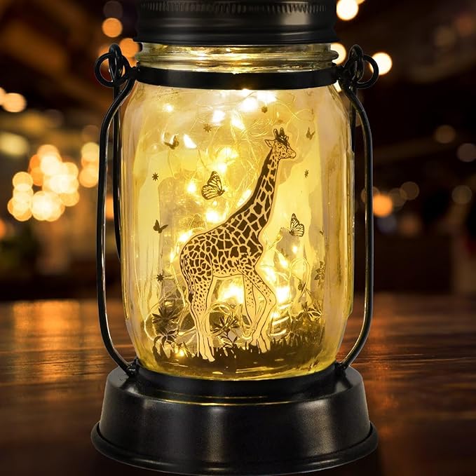 Giraffe Gifts for Women/Men Giraffe Lovers Solar Lantern Mom Birthday, Mothers Day, Christmas Gifts, Solar Garden Decoration Outside for Yard, Patio,Backyard,Porch, Torches - Bloomnest