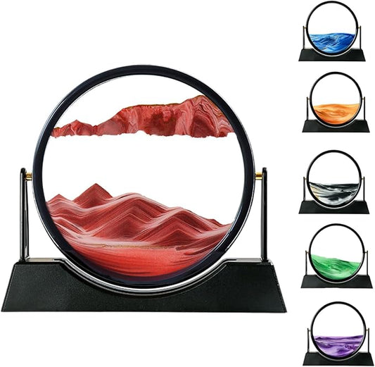 ZSDSZDZY Moving Sand Art Picture Liquid Motion, 3D Quicksand Décor, Deep Sea Sandscapes with Display Flowing Sand Frame for Relaxing, Desktop Office Home Decoration(Red) - Bloomnest