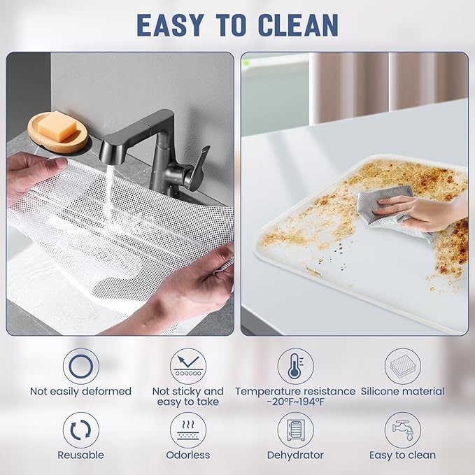 4 Pcs Silicone Food Dehydrator-Trays with Edge, 4 Pcs Mesh Dehydrator Mats,Reusable Non Stick Silicone Dehydrator Sheets (9.45x 9.45in) for Liquids,Fruit Leather,Herbs,Meat and Yogurt - Bloomnest