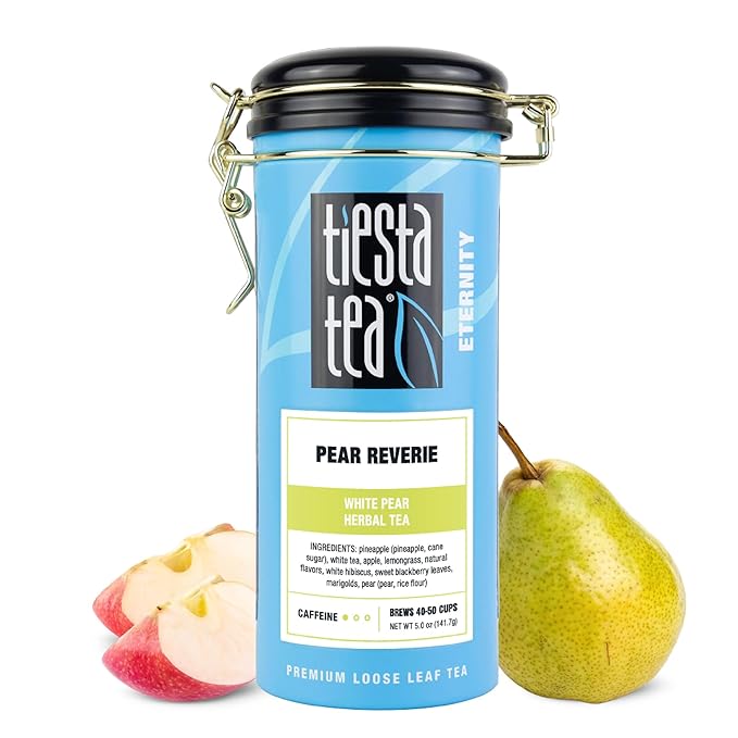 Tiesta Tea - Pear Reverie Tea, Loose Leaf, White Pear Herbal Tea, Premium Low Caffeine Tea Blend, Make Hot or Iced & Up to 50 Cups, 5 oz Refillable Tin - Bloomnest