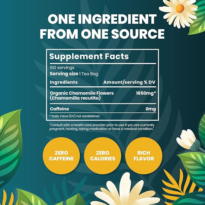 Organic Chamomile Tea — 100 Tea Bags | Organic Herbal Tea From Single Origin | Eco-Friendly Tea Bags | Non-GMO Caffeine Free Tea With Zero Sugar | Cederberg Tea Company - Bloomnest