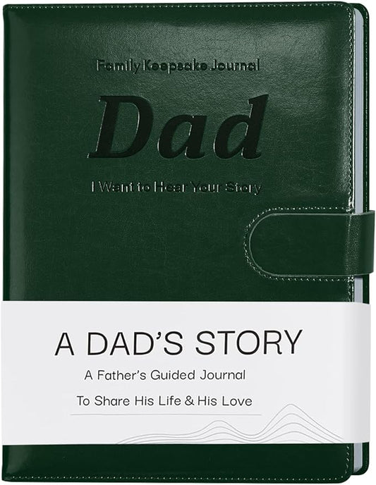 Artmag Dad's Life Story Journal with 250+ Prompt Questions, Family Keepsake Book Leather Cover for Dad to Share His Memories for Birthday Father's Day Christmas (Dark Green) - Bloomnest