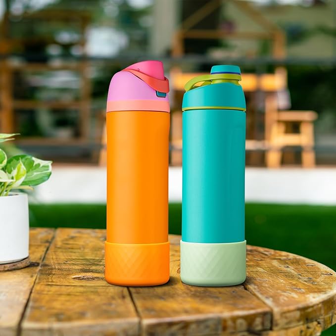 2PCS Silicone Water Bottle Boot for Owala 24oz 32oz 40oz, Anti-Slip Protective Sleeve Bottom Bumper Protector for FreeSip, Twist, and Flip Stainless Steel Water Bottles Alwenid