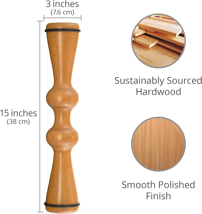 Body Back Wood Back Roller, Spine Stretcher & Aligner, Ma Roller, Back Cracker for Back Pain Relief and Muscle Recovery, Manual Back Massager, Wood Therapy Massage Tool (15 inch) - Bloomnest