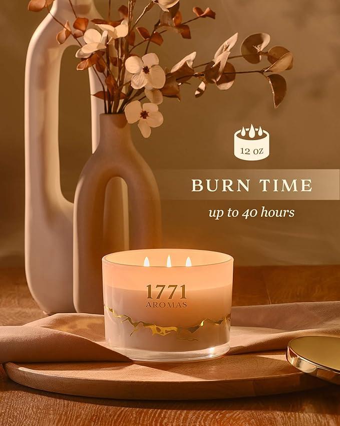 Vanilla Scented Candles - 100% Natural Soy Wax - Large 3 Wick Jar Candle - Up to 50 Hours Burning Time - Candles for Home - Gift-Ready Candle for Men & Women - Aromatherapy Candles - Bloomnest
