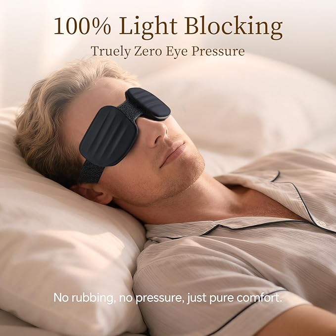 CLOZIA Sleep Mask for Men Women, Adjustable Hydrating Dry Eye Mask, 100% Blocking Eye Masks for Sleep, Soft Comfortable for Travel & Shift Work, Black - Bloomnest