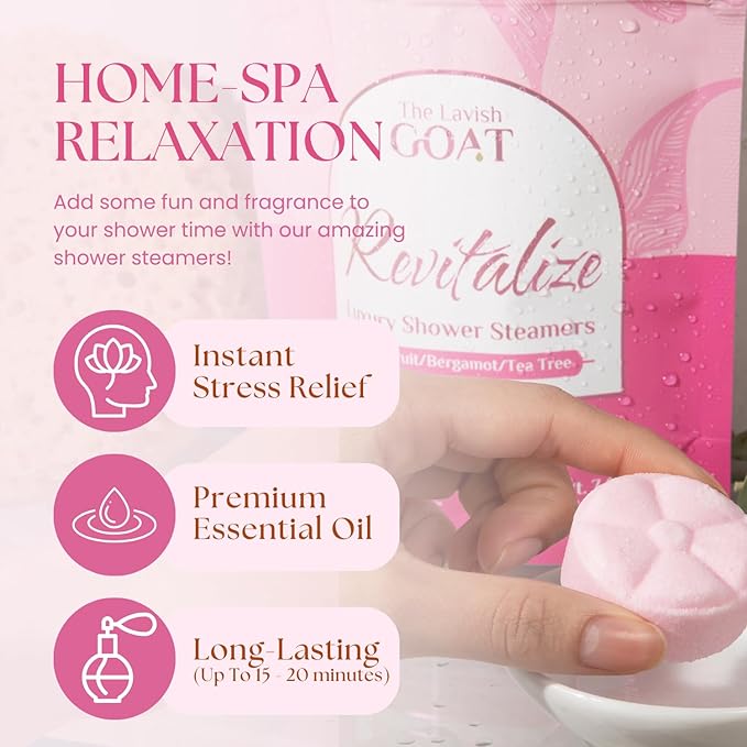 TLG Revitalize Shower Steamers Aromatherapy 7 Pack – USA Made with Menthol, Grapefruit, Bergamot & Tea Tree Essential Oils – Long-Lasting Citrus Shower Bombs – Gift for Men & Women - Bloomnest