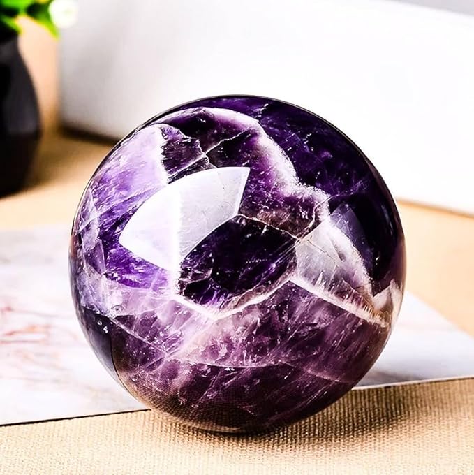 Amethyst Sphere Gemstone Balls Healing Crystals Ball with Stand Crystal Sphere for Reiki Chakra Fengshui Meditation Home Decor (300g) - Bloomnest