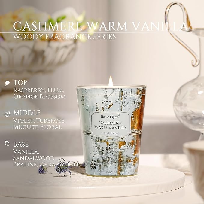 HomeLights Scented Candles for Women & Men, 6.7oz Candle Jars Aromatherapy Single Wick Candle, Ideal for Industrial Chic Home Decor and Gifts, Cashmere Warm Vanilla - Bloomnest