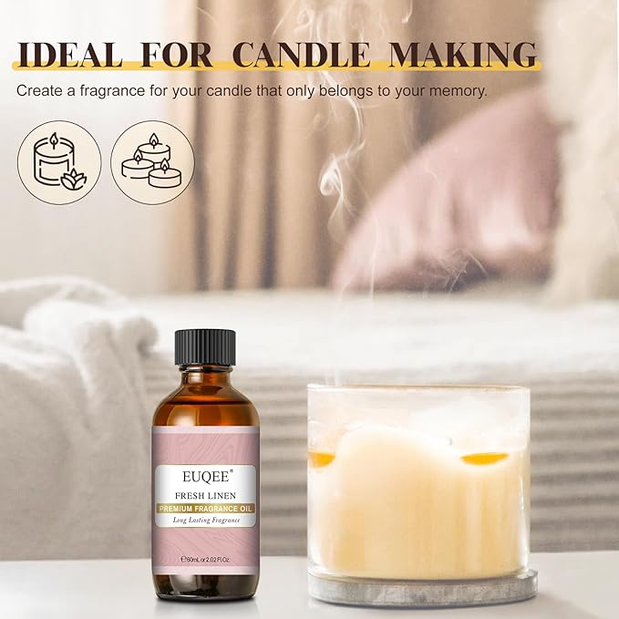 EUQEE Fresh Linen Fragrance Oil 60ml Premium Fragrance Essential Oil for Aromatherapy, Diffusers, DIY Bath Bombs, Candle Making (2.02 Fl oz) - Bloomnest