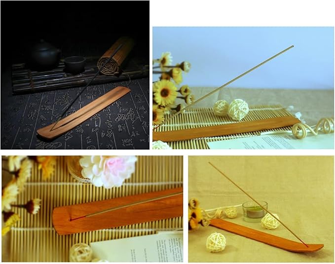 TRENDBOX 50pcs Handmade Plain Wood Wooden Incense Stick Holder Burner Ash Catcher Natural Design Buddhist - Bloomnest