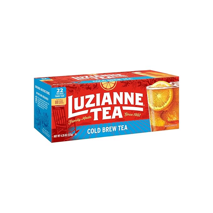 Luzianne Unsweetened Cold Brew Black Iced Tea Bags, Family Size, 22ct Box (Pack of 1) - Bloomnest