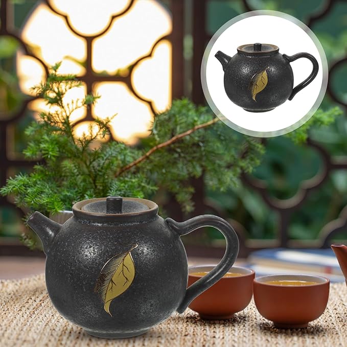 ARTIBETTER Vintage Small Ceramic Tea Pot with Filter Chinese Kungfu Porcelain Teaware for Loose Leaf Tea Lightweight and Compact for Home Office and Travel