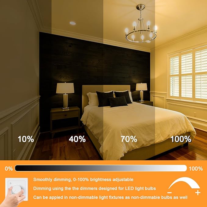 E12 LED Bulbs Dimmable 100W 120V C7 Equivalent Energy Saving LED Chandelier Light Bulbs, 12W 1200LM Warm White 3000K T6 LED Light Bulbs for Ceiling Fan Pendant Lighting Salt Lamp, Pack of 4 - Bloomnest