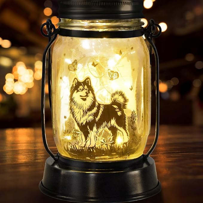 kyoryuger Samoyed Gifts for Women/Men Samoyed Dog Solar Lanterns Mom Birthday Dog Lovers Lantern Pet Loss Pet Memorial Lights Solar Garden Decoration for Yard, Patio,Backyard,Porch Torches - Bloomnest