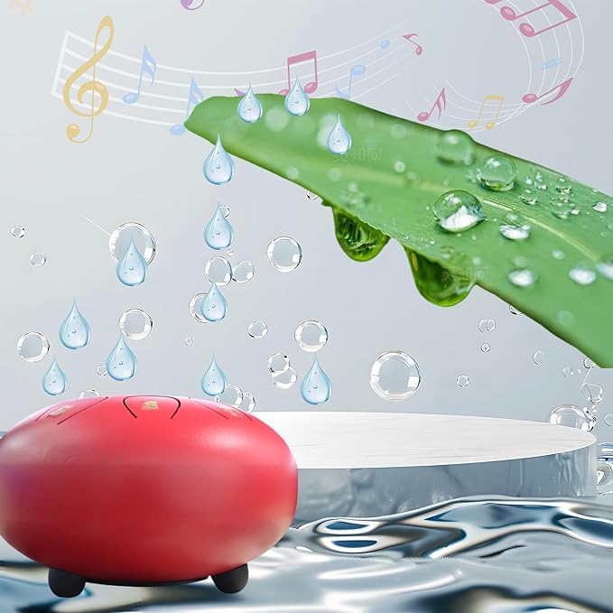 REGIS Steel Tongue Drum 6 inch 8 Notes Musical Percussion Instrument, rain Drum for Outside - Musician Gift for Family and Friends(red)