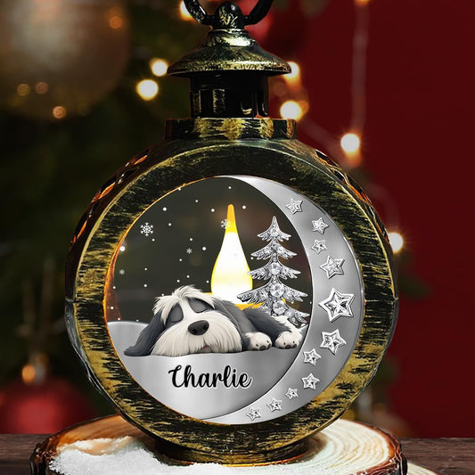 WRAPPINESS Personalized Sleeping Dog Christmas Lantern for Dog Lovers, Memorial Lantern Loss of Dog, Deepest Sympathy Gift for Pet Loss, Hardest Goodbye Dog Remembrance Gift