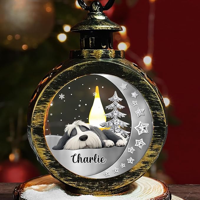 WRAPPINESS Personalized Sleeping Dog Christmas Lantern for Dog Lovers, Memorial Lantern Loss of Dog, Deepest Sympathy Gift for Pet Loss, Hardest Goodbye Dog Remembrance Gift - Bloomnest