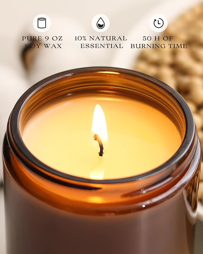 AOOVOO Apple Cinnamon Candles - 9 oz Scented Candles, Aromatherapy Candle, Soy Candle for Home Scented - Bloomnest