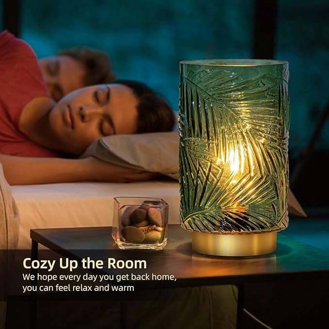 Battery Operated Table Lamp, Cordless Lamps for Home Decor, Battery Powered Nightlight with LED Bulb with Timer, Decorative Lights for Living Room Bedroom Tabletop Entryway Centerpiece Gift(L Green) - Bloomnest