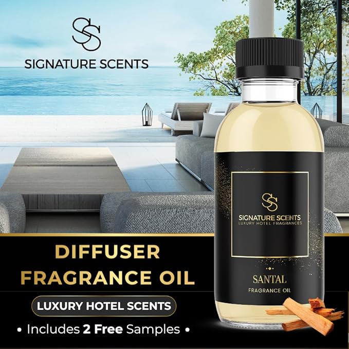 Luxury Hotel Diffuser Oil for Hotels and Homes - Aromatherapy Oils for use with an Essential Oil Diffuser at Home - Fragrance-Scent Diffuser Oil Blend (Santal) 4.05fl oz (120ml) - Bloomnest