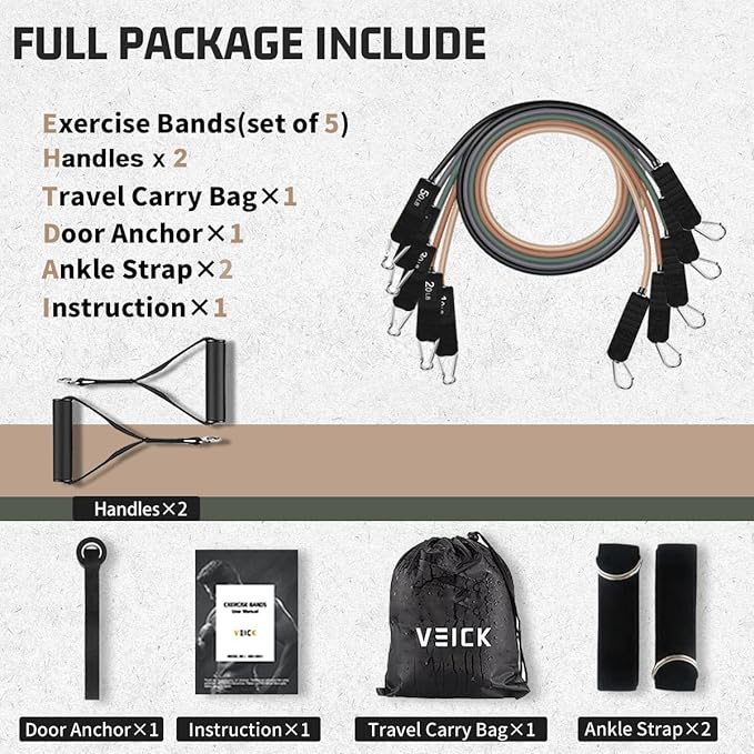 VEICK Resistance Bands, Exercise Bands, Workout Bands, Resistance Bands for Working Out with Handles for Men and Women, Exercising Bands for Fitness Weights Work Out at Home - Bloomnest