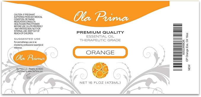 Ola Prima Oils - Orange Essential Oil (16oz Bulk) Therapeutic Grade for Aromatherapy, Diffuser, Relaxation, Calming - Bloomnest