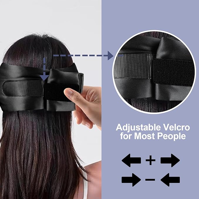 Mulberry Silk Sleep Mask for Side and Back Sleepers, Blackout Eye Mask for Sleeping for Women Men with Adjustable Band, Comfortable Soft Pressureless Eye Cover for Sleeping in Large Size - Bloomnest