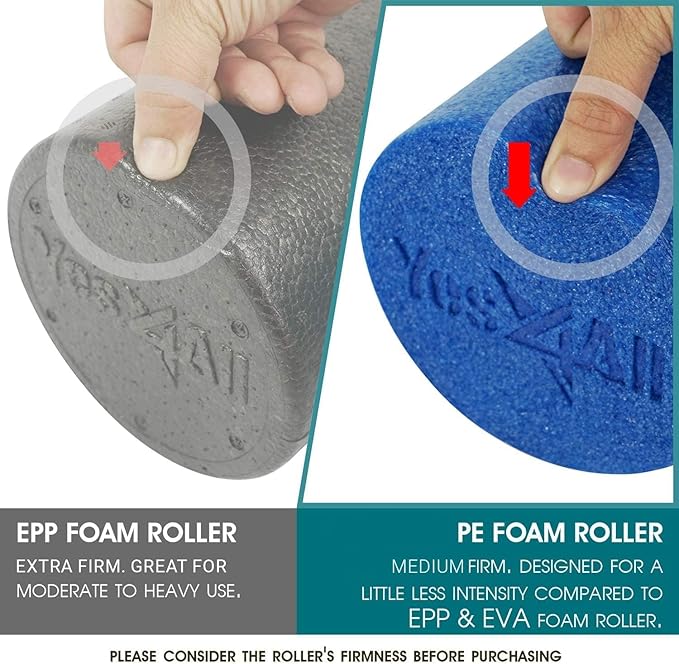 Yes4All Medium Firm Round PE Foam Roller 12, 18, 24, 36 Inches for Pilates, Yoga, Stretching, Balance & Core Exercises - Bloomnest
