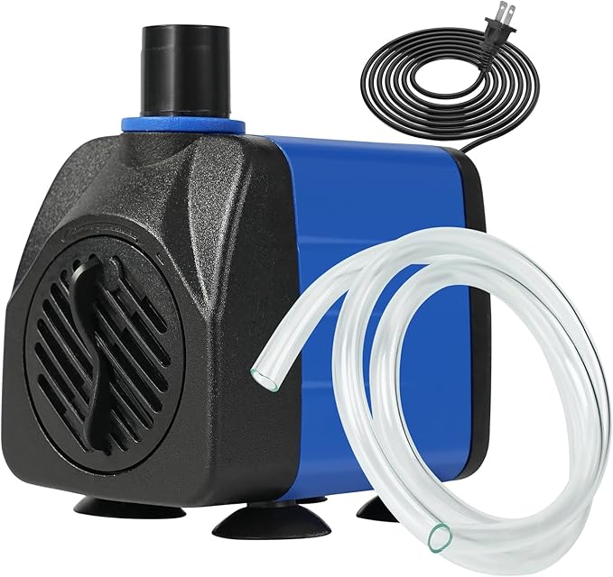 AQUANEAT Small Fountain Pump, 160 GPH Mini Submersible Water Pump with 3.3 ft Tubing, for Aquarium Fish Tank, Pet Water Fountain, Hydroponics, Pond Waterfall Filter Pump - Bloomnest