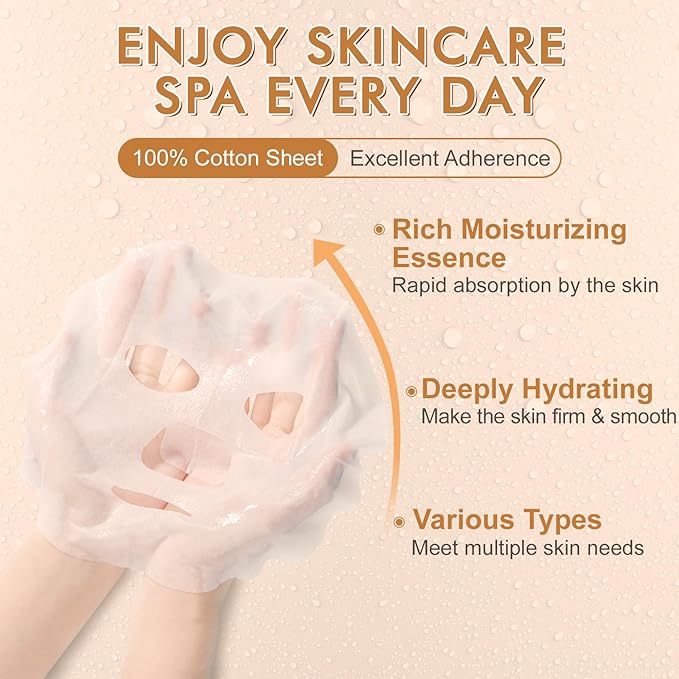 84 Pack Collagen Face Masks Skincare for Women, Hydrating and Moisturizing Sheet Face Masks for Women Skin Care, Face Mask Gifts Set for Spa Party, Bulk Facial Masks Suitable for All Skin Types - Bloomnest