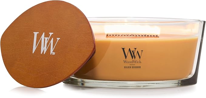 WoodWick Golden Bourbon Holiday Candle Gifts for Women and Men, 16 oz Ellipse Candle with Crackling Wick - Bloomnest