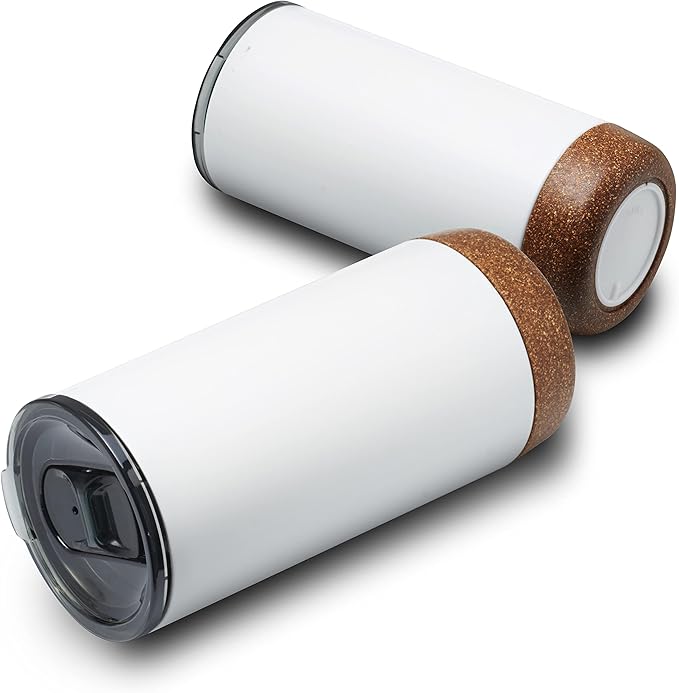 DISCOUNT PROMOS Travel Tumblers with Cork Bottom 16 oz. Set of 10, Bulk Pack - Double Wall Insulated, Matte Finish, Perfect for Iced Coffee, Soda, Other Beverages - White - Bloomnest