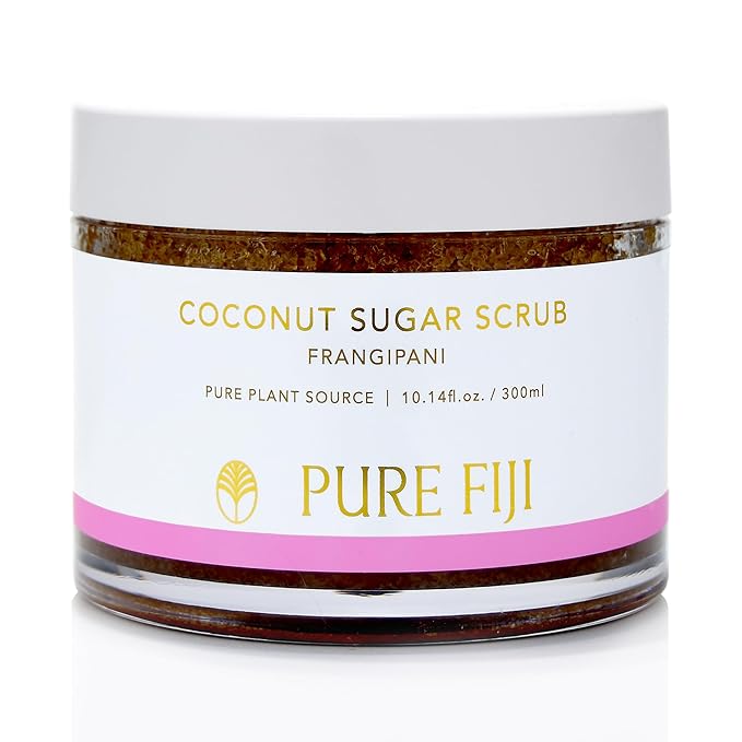 Pure Fiji Coconut Sugar Body Scrub, Frangipani (10.14 Oz /300ml) - Bloomnest