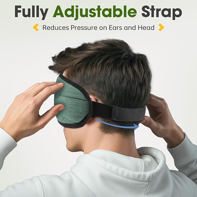 Sleep Headphones with Bluetooth 5.4 Sleep Mask, Bamboo Cotton Music Wireless Bluetooth Eye Mask for Sleeping, Earphones HD Speaker Microphone for Travel, Gifts for Men Women, Green - Bloomnest
