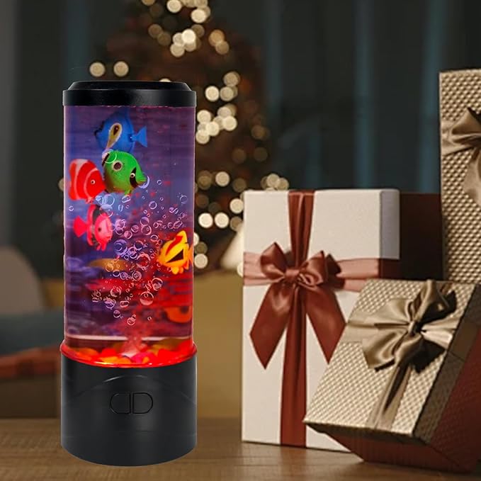 Toycol Bubble Fake Fish Lamp, Sensory Aquarium Lamp with 5 Floating Fake Fish & 7 Colors Light, Night Light for Relax and Decoration, Ideal Gift for Kids and Adults - Bloomnest