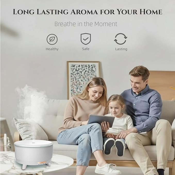 500ML Large Capacity Essential Oil Diffuser, Ultrasonic Aromatherapy Diffuser with 7 Color LED Lights with Remote Control, Cool Mist Humidifier, Timed Mist, Auto Shut-Off (Minimalist White) - Bloomnest