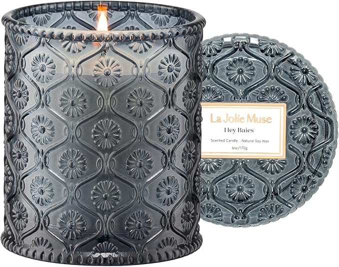 LA JOLIE MUSE Hey Baies Candles - Red Currant, Rose, Oakmoss | 6 oz Natural Soy Wax | 40 Hours Clean Burn | Berry Scented Candle | Gift-Ready for Hosts & Gatherings - Bloomnest