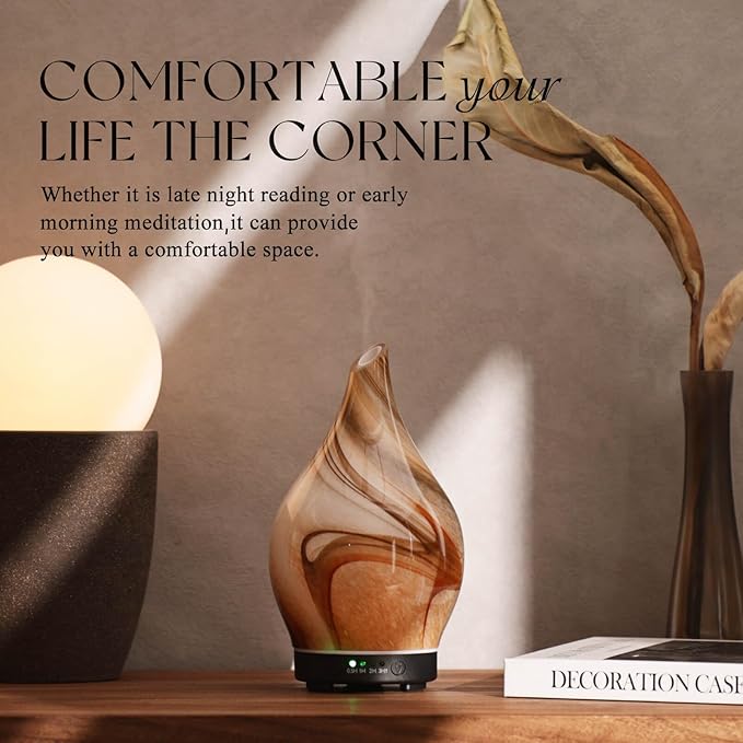Porseme 150ml Essential Oil Diffuser Glass Color Changing Aroma Air Diffusers Aromatherapy Ultrasonic Cool Mist Humidifier 4 Running Hours Waterless Auto-Off for Sleeping Yoga Office Spa (Jupiter) - Bloomnest