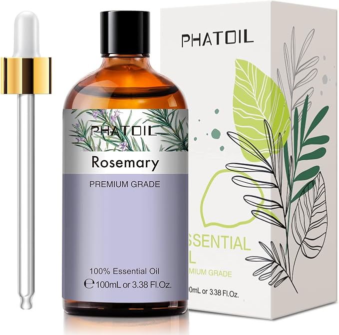 PHATOIL 3.38FL.OZ Rosemary Essential Oil, for Aromatherapy Diffusers, Humidifiers, Great for DIY Candle and Soap Making, Huge 100ML Bottle PHATOIL