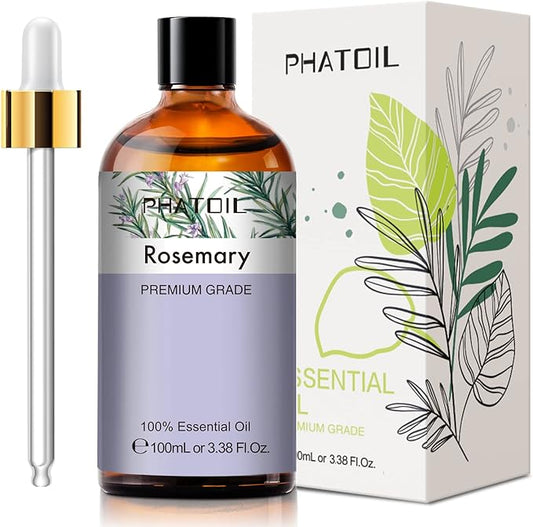PHATOIL 3.38FL.OZ Rosemary Essential Oil, for Aromatherapy Diffusers, Humidifiers, Great for DIY Candle and Soap Making, Huge 100ML Bottle PHATOIL