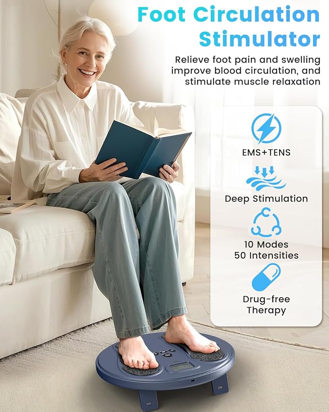 Rechargeable Foot Massager for Neuropathy, TENS & EMS Circulation Stimulator with Remote Control, 50 Intensities – Foot Leg Massager for Circulation and Pain Relief - Bloomnest