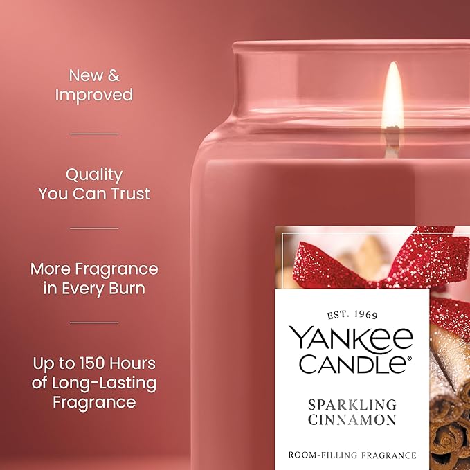 Yankee Candle, Sparkling Cinnamon Fall Scented Candle, 22oz Large Jar with up to 150 Hour Burn Time - Bloomnest