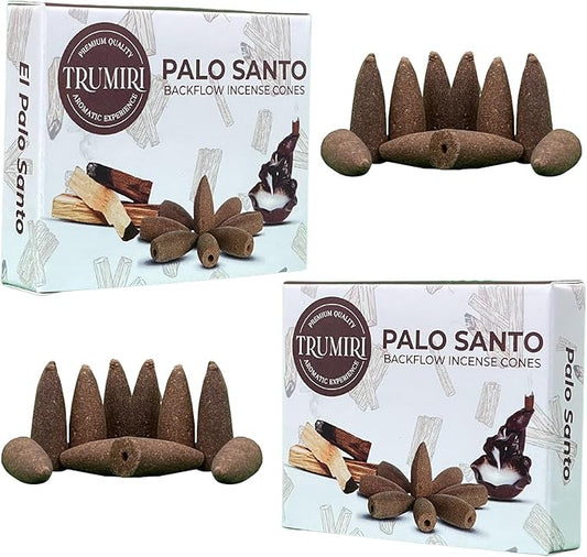 TRUMIRI Palo Santo Backflow Incense Cones - Total 20 Incense Cones Waterfall - Dual Pack of 10 Incense Backflow Cones - Waterfall Incense Cones - Incense Waterfall Cones TRUMIRI