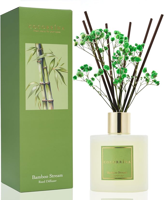 Cocorrína Reed Diffuser - Bamboo Stream Scented Diffuser with 8 Sticks Home Fragrance Reed Diffuser for Bathroom Shelf Decor - Bloomnest