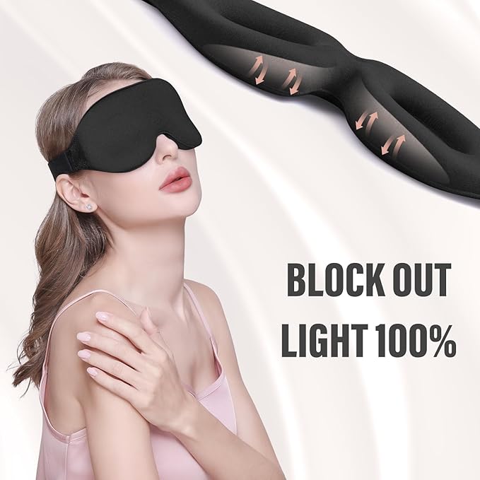 YIVIEW Sleep Mask for Side Sleeper, Complete Light Blocking 3D Sleeping Eye Mask, Soft Breathable Eye Cover for Women Men, Relaxing Zero Pressure Night Blindfold - Bloomnest