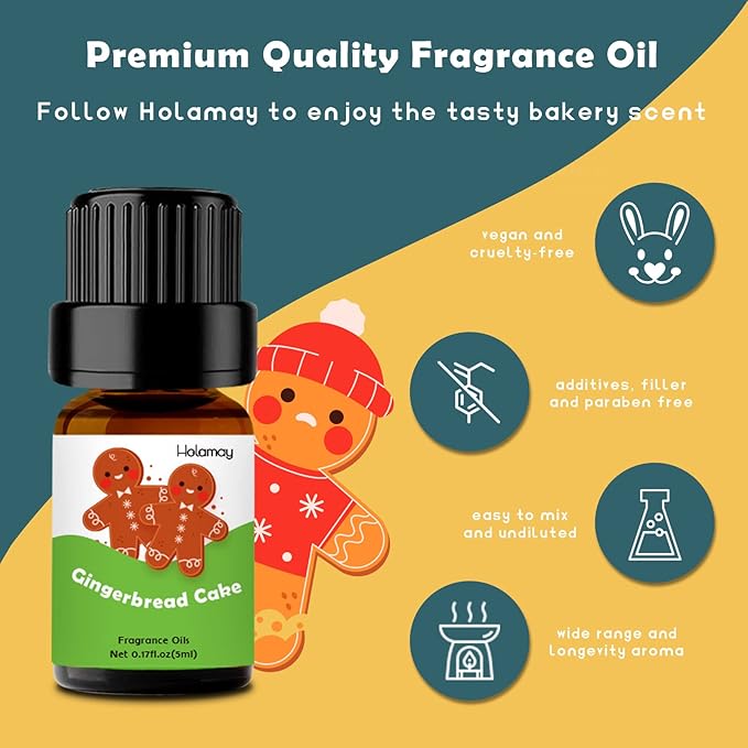 Bakery Fragrance Oils, Holamay Scented Essential Oils for Soap & Candle Making, Aromatherapy Diffuser Oil Scents (10 Packs of 5ml) - Creamy Vanilla, Gingerbread, Chocolate, Pumpkin Pie and More - Bloomnest