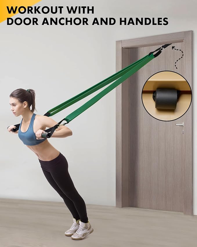 Resistance Bands, Exercise Bands, Resistance Bands for Working Out with Handles and Door Anchor, Workout Bands for Men Women with Protective Sleeve for Fitness Weights Work Out at Home - Bloomnest